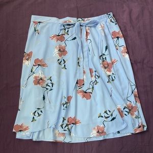Faux Wrap Floral Pull-On Skirt